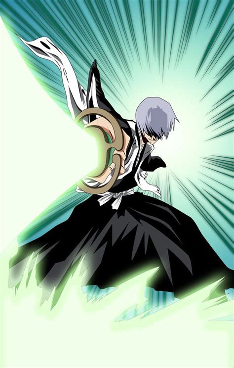 Ilustración del Bankai de Gin Ichimaru, Kamishini no Yari