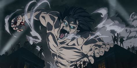 Eren Jaeger luchando contra el Titán Martillo de Guerra
