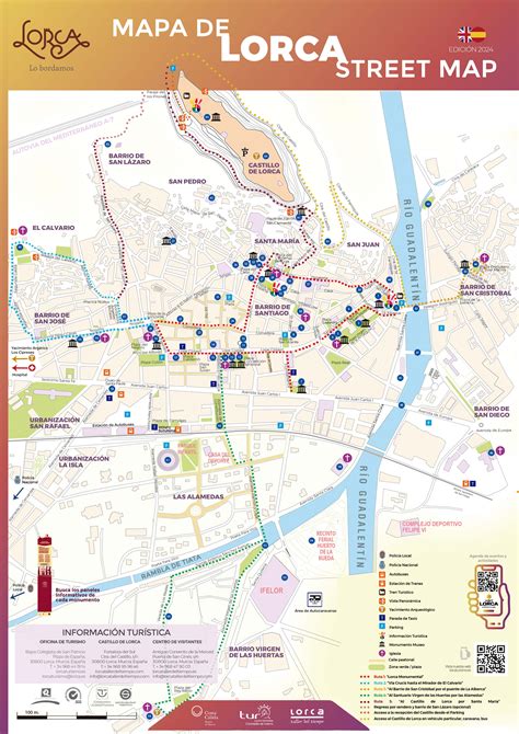 Mapa de Lorca señalando las zonas donde ocurrieron los sucesos