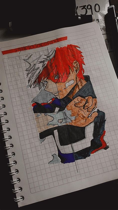 Ilustración de Shoto Todoroki usando su Don Mitad Frío Mitad Caliente