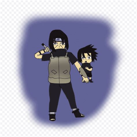 Representación artística de Itachi protegiendo a Sasuke