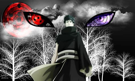 Collage de Sharingan y Rinnegan en fondos negros