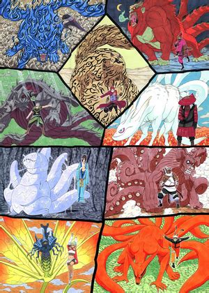 Infografía de las Nueve Bestias con Cola y sus Jinchūriki