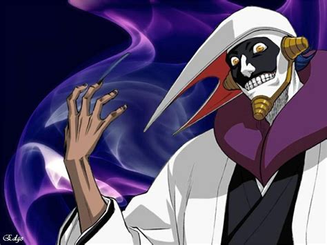 Ilustración de Mayuri Kurotsuchi con su característico maquillaje y atuendo.