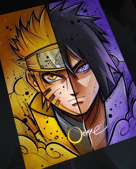 Fan art de Naruto y Sasuke en un abrazo