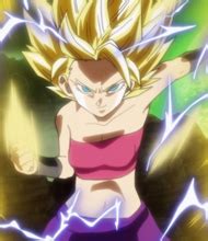 Cabba enseñando a Caulifla la transformación Supersaiyana