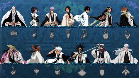 Ilustración de capitanes de Bleach reunidos