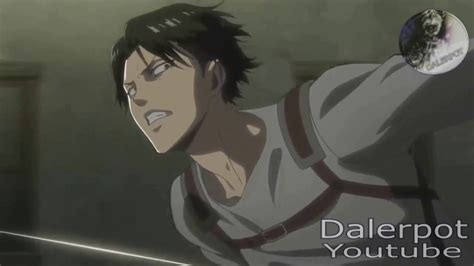 Ilustración de Levi con el equipo de maniobras tridimensionales