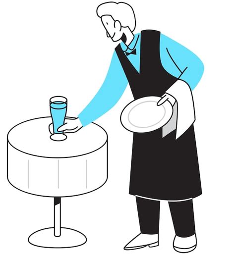 Ilustración de un mago retirado sirviendo comida en un restaurante acogedor.