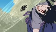 Ilustración de un ninja usando un jutsu de viento