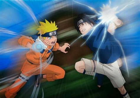 Naruto y Sasuke a punto de chocar con Rasengan y Chidori