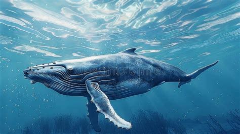 Ilustración de una ballena jorobada nadando