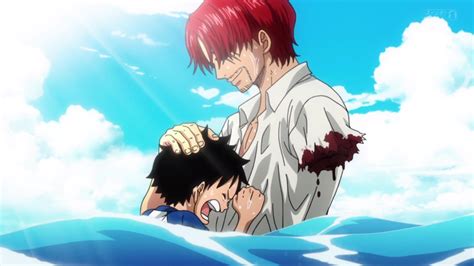 Luffy siendo salvado por Shanks del Señor de la Costa