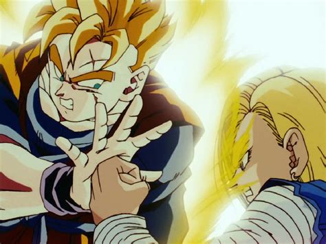 Gohan con su brazo izquierdo perdido entrenando a Trunks