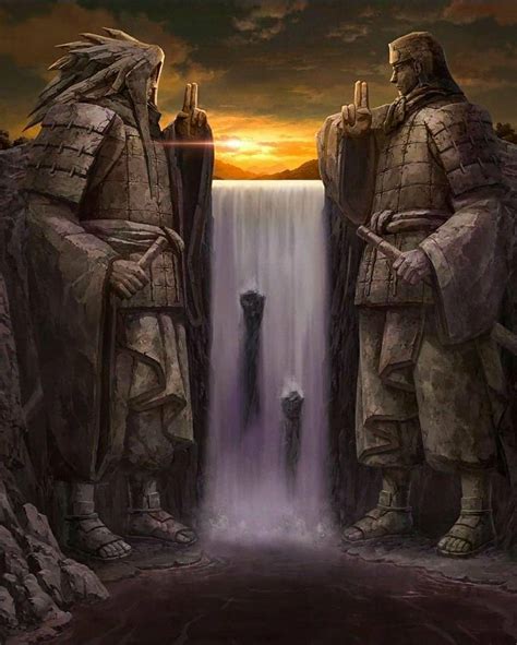 Estatuas de Hashirama y Madara en el Valle del Fin