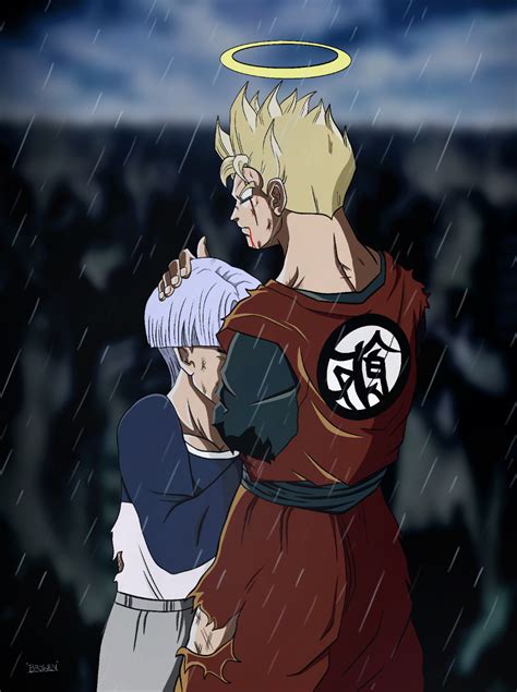 Trunks del Futuro despidiéndose de Gohan del Presente