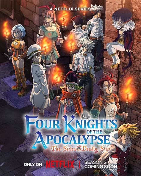 Ilustración de los personajes principales de The Seven Deadly Sins: Four Knights of the Apocalypse