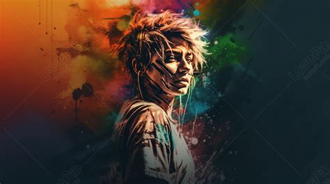 Ban posando con un fondo vibrante