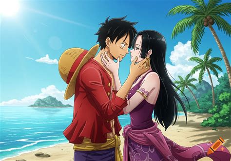 Boa Hancock mostrando su marca de esclava a Luffy