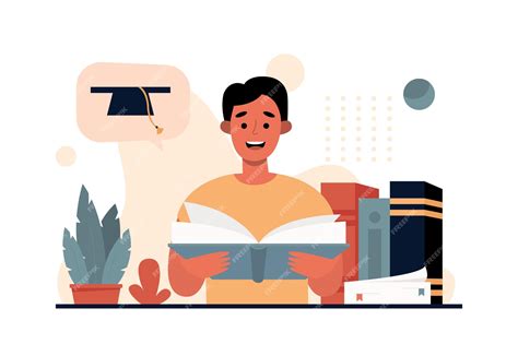 Ilustración de un estudiante leyendo manga con un cuaderno abierto