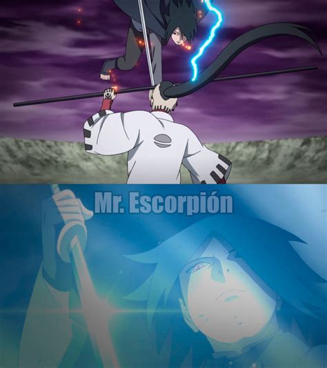 Sasuke Uchiha blandiendo su espada con chakra de rayo