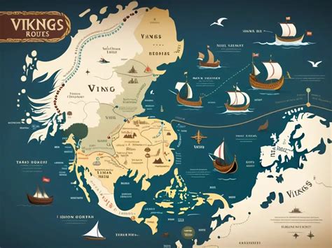 Mapa de las rutas vikingas y asentamientos en Europa y América del Norte