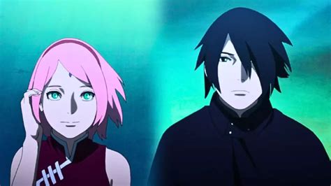 Sasuke y Sakura encontrándose en un camino rural nevado