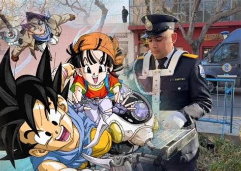 Policía ayudando a Goku en la Ciudad del Oeste