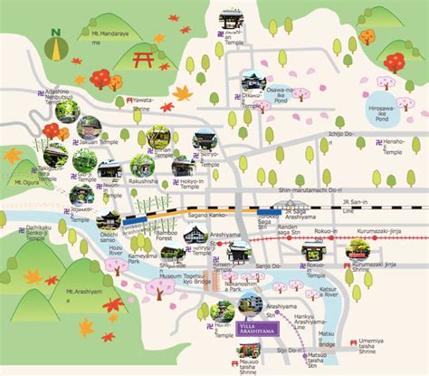 Mapa de Kioto con Arashiyama destacado