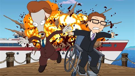 Ilustración de personajes masculinos de American Dad en una escena romántica.
