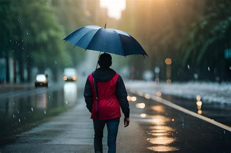 Persona caminando bajo la lluvia con un paraguas