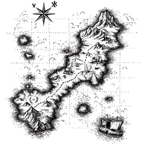 Mapa estilizado de una isla misteriosa