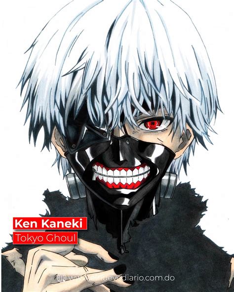 Kaneki Ken con su cabello blanco y traje negro