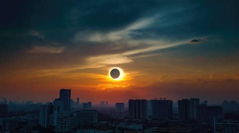 Eclipse solar dramático en el cielo