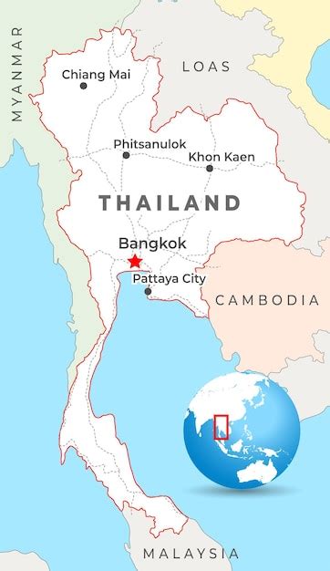 Mapa de Tailandia destacando Bangkok