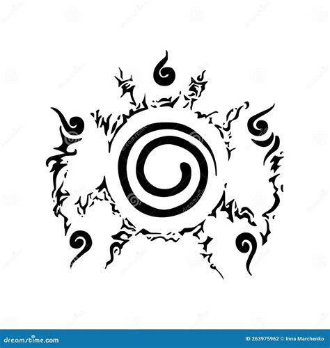 Ilustración del Sello de los Ocho Trigramas en el estómago de Naruto