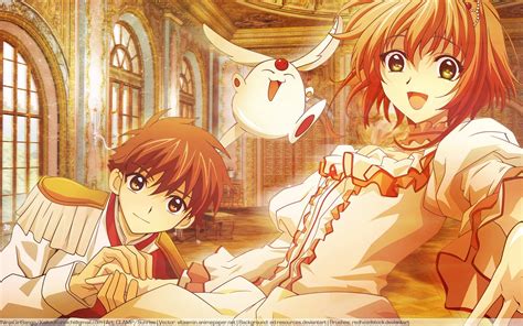 Ilustración de Sakura y Syaoran compartiendo un momento tierno.