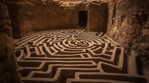 Representación de un laberinto antiguo con energía mágica