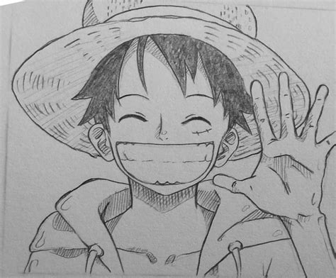 Dibujo realista de Monkey D. Luffy sonriendo