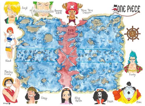 Mapa del mundo de One Piece con el Gran Tesoro resaltado