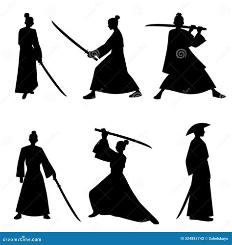 Siluetas de asesinos con katanas