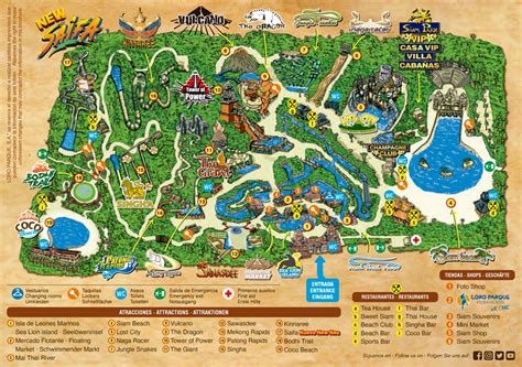 Mapa de Siam Park con sus principales atracciones