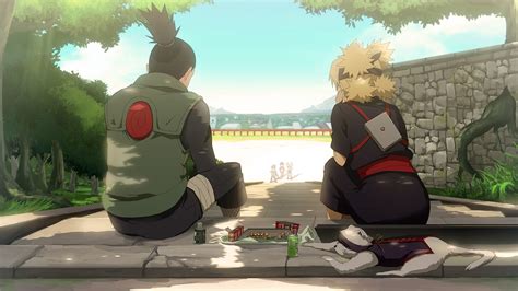 Shikamaru Nara y Temari preparándose para luchar en la arena de los exámenes Chunin