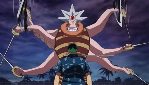 Ilustración de Hatchan con sus seis espadas