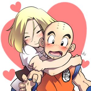 Ilustración de Krilin y Androide 18 juntos