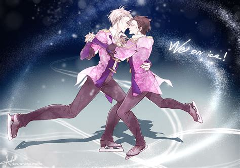 Yuuri y Victor de Yuri!!! On Ice patinando