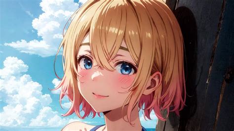 Personajes de Rent-A-Girlfriend en la playa