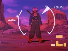 Trunks ocultando su nivel de poder frente al rastreador