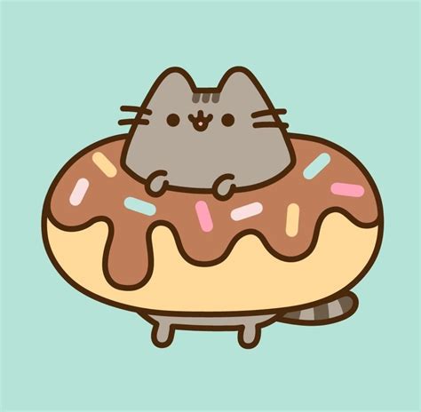 Gato Pusheen con donut en carpeta