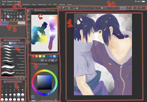 Captura de pantalla de las herramientas de Clip Studio Paint para crear webtoons
